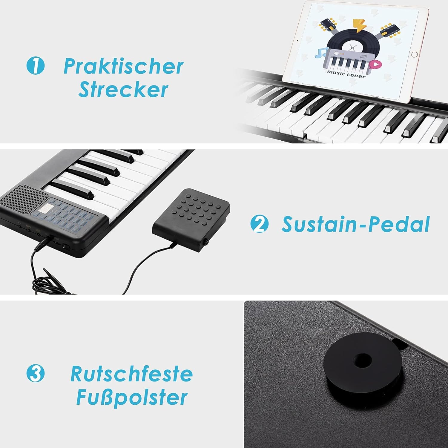 GOPLUS Piano Digital 88 Teclas Portátil, Piano Electrónico Teclado con MIDI Bluetooth, 128 Tonos, 128 Ritmos, Pedal y Bolsa de Transporte, Piano Multifuncional Plegable para Niños y Principiantes