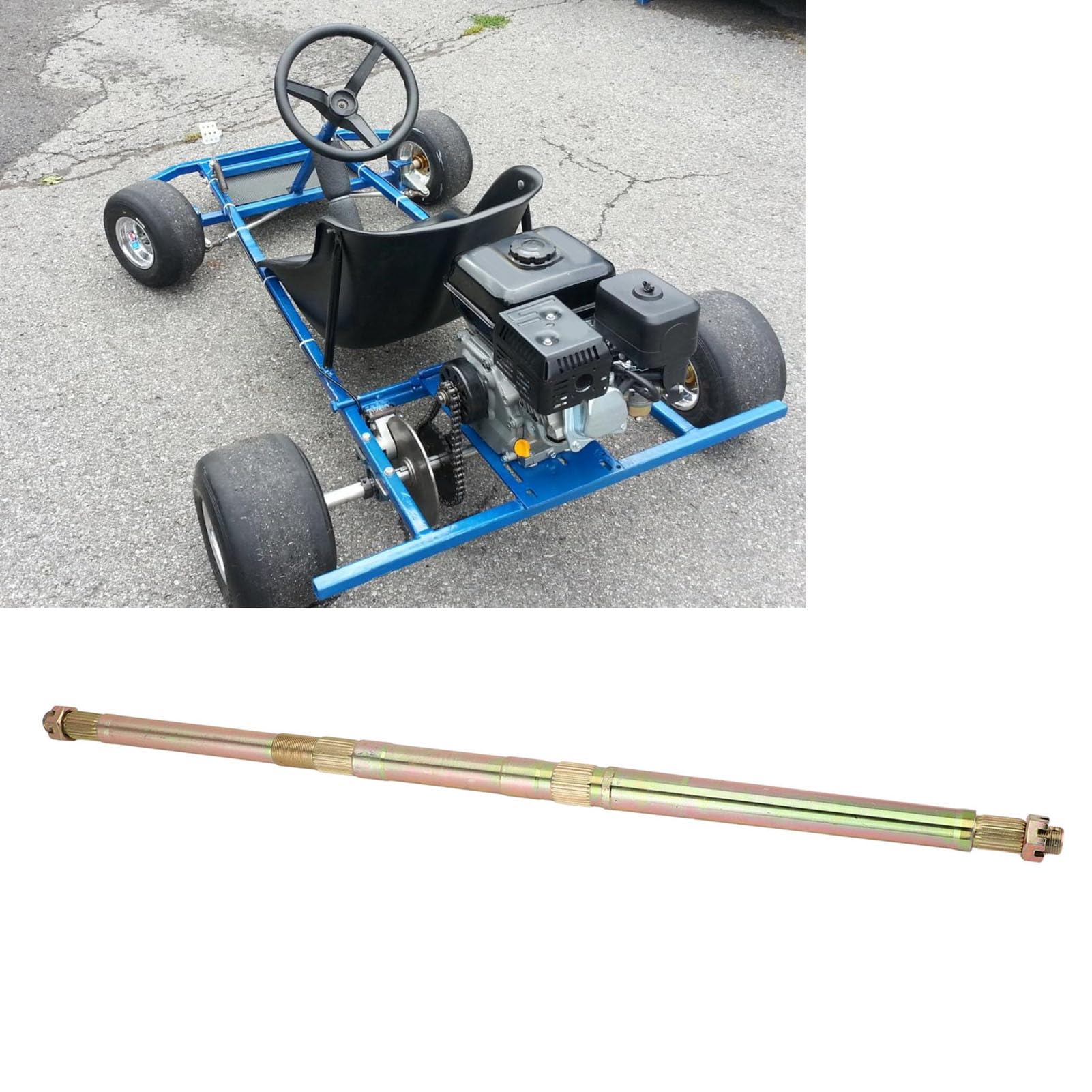 Tylna oś sztywna, wytrzymały stop stali, ocynkowana, 810 mm, 28 zębów, 23 zęby, gwint M16, ulepszona stabilność do pojazdów terenowych Gokart, ATV, drift-trike