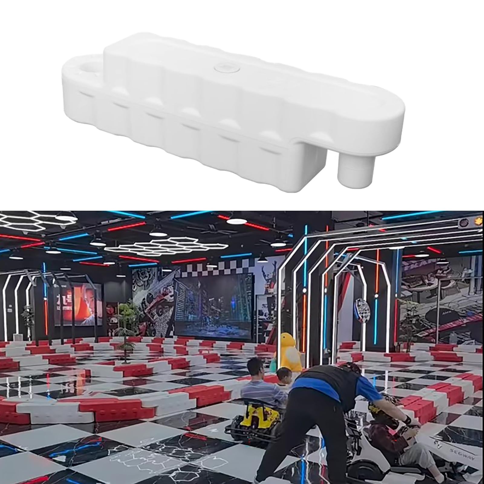 Go Kart Racing Track Fence with Water Inlet, Adult Go Kart/Kid Bumper Car Track Barrier for Driveway, Amusement Parks/Team Games Race Lane(White 1 Pc,Large)