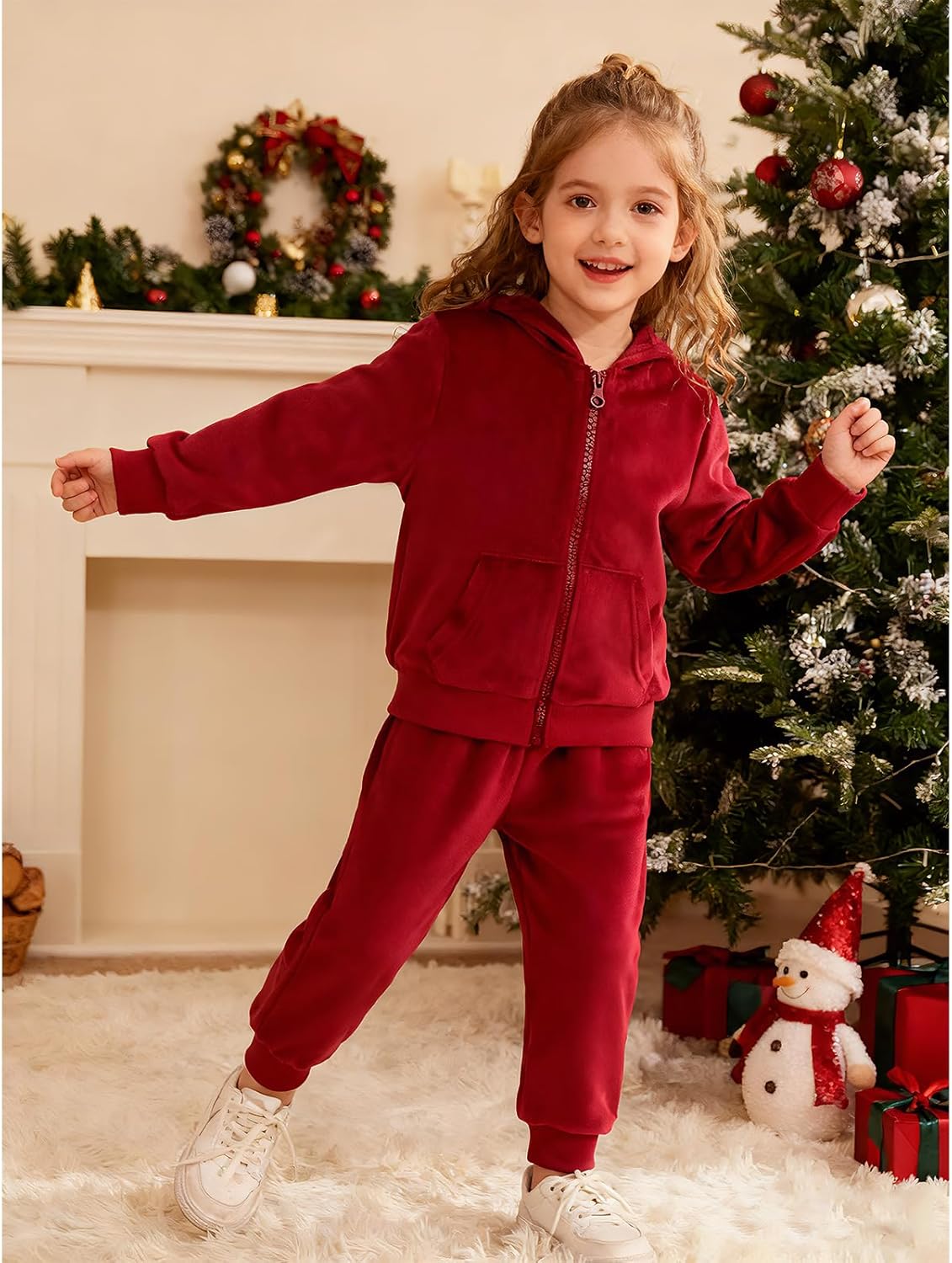 Toddler Girls Boy Clothes Set Fleece Hooded Outfits Casual Sweatsuits Kids Jogger Tracksuits 6M-12Y