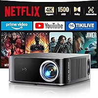Proiettore 4k【Compatible with Netflix/1500 ANSI/36W Dolby Audio】Wifi 6 e Bluetooth