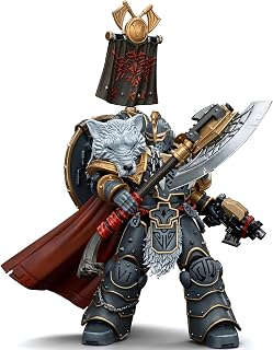 JOYTOY Warhammer 40K 1/18 Scale Action Figure Space Wolves Legion Praetor with Power Axe and Combat Shield - Articulated Figurine for Collection & Gifts - JT00133