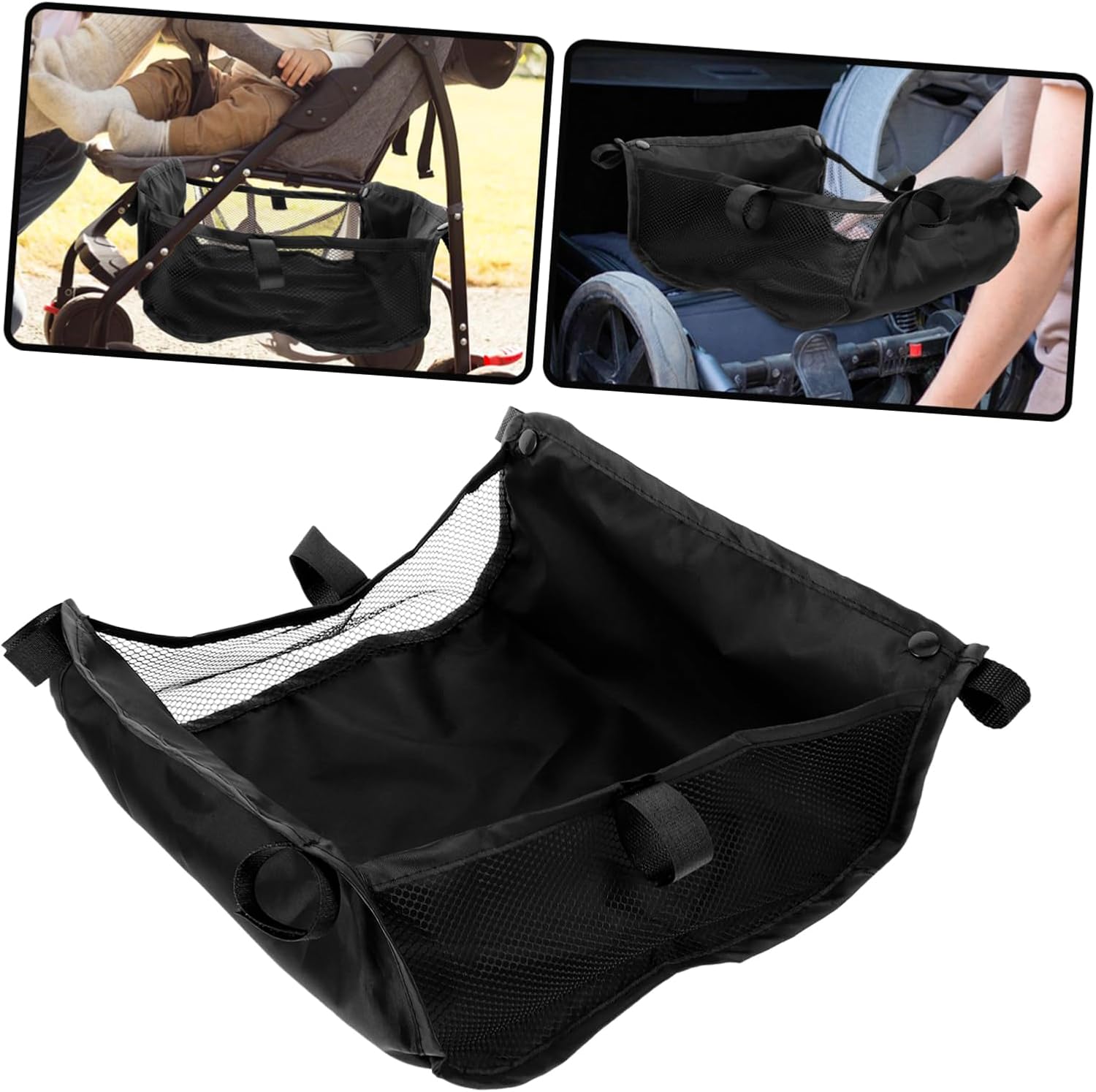 LIOOBO Baby Stroller Storage Basket Organizer Bag for Infants Bottom Net Bag for Pushchair Detachable Design for Shopping and Daily Use