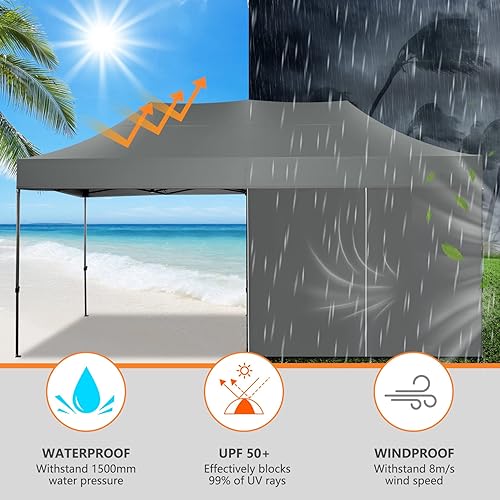 Miniatura 6 de COBIZI - Carpa plegable para exteriores de 10x20, resistente, toldo emergente con 6 paredes laterales, toldo para fiestas y bodas, resistente a