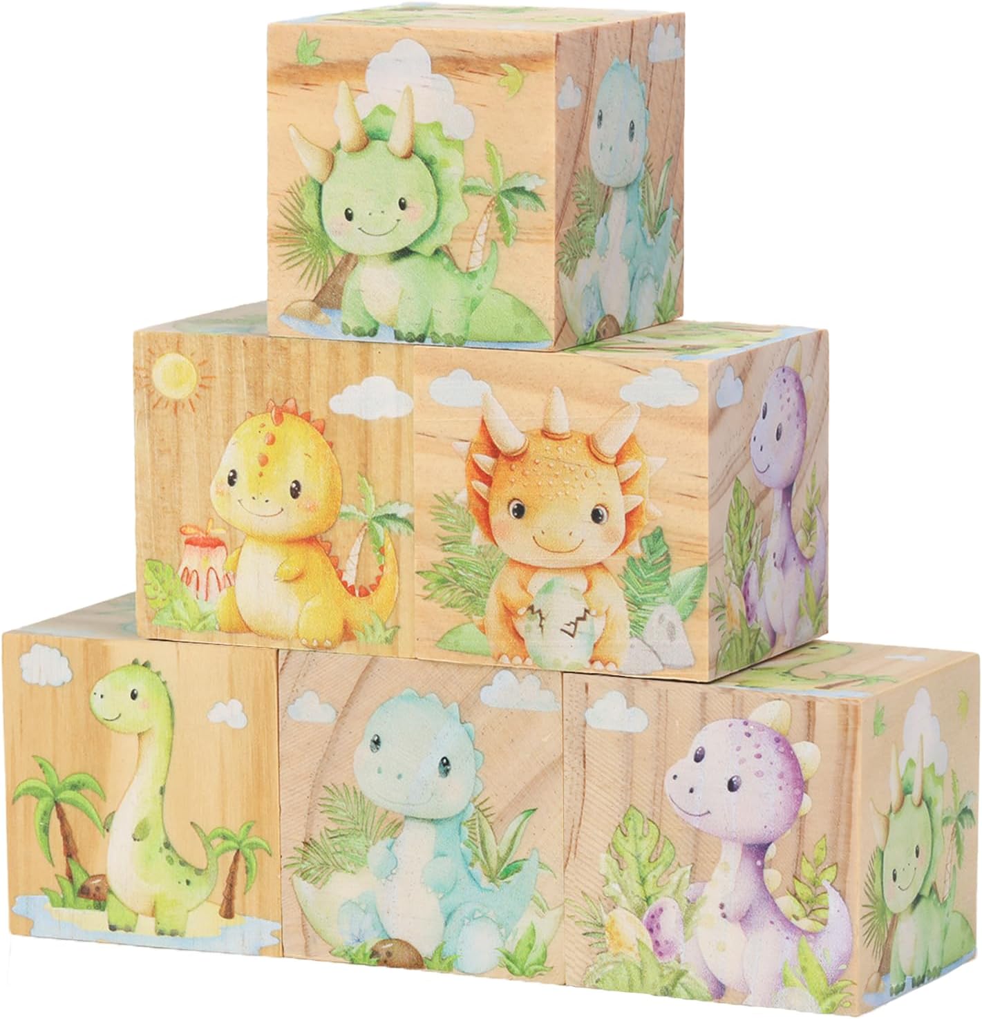 6 Pcs Nursery Decor Blocks, Wooden Nursery Decor for Girls and Boys, Wooden Shelf Decor Bedroom Playroom Decor for Kids Birthday Baby Shower Table Decorations Gifts (Baby Dragon)