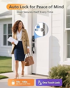 Philips WiFi Smart Keyless Entry Door Lock Deadbolt With Handle Set, Built-in WiFi, App Remote & Voice Control, Fingerprint Smart Lock For Front Door, Touchscreen Keypad Front Door Lock Set, Auto Lock
