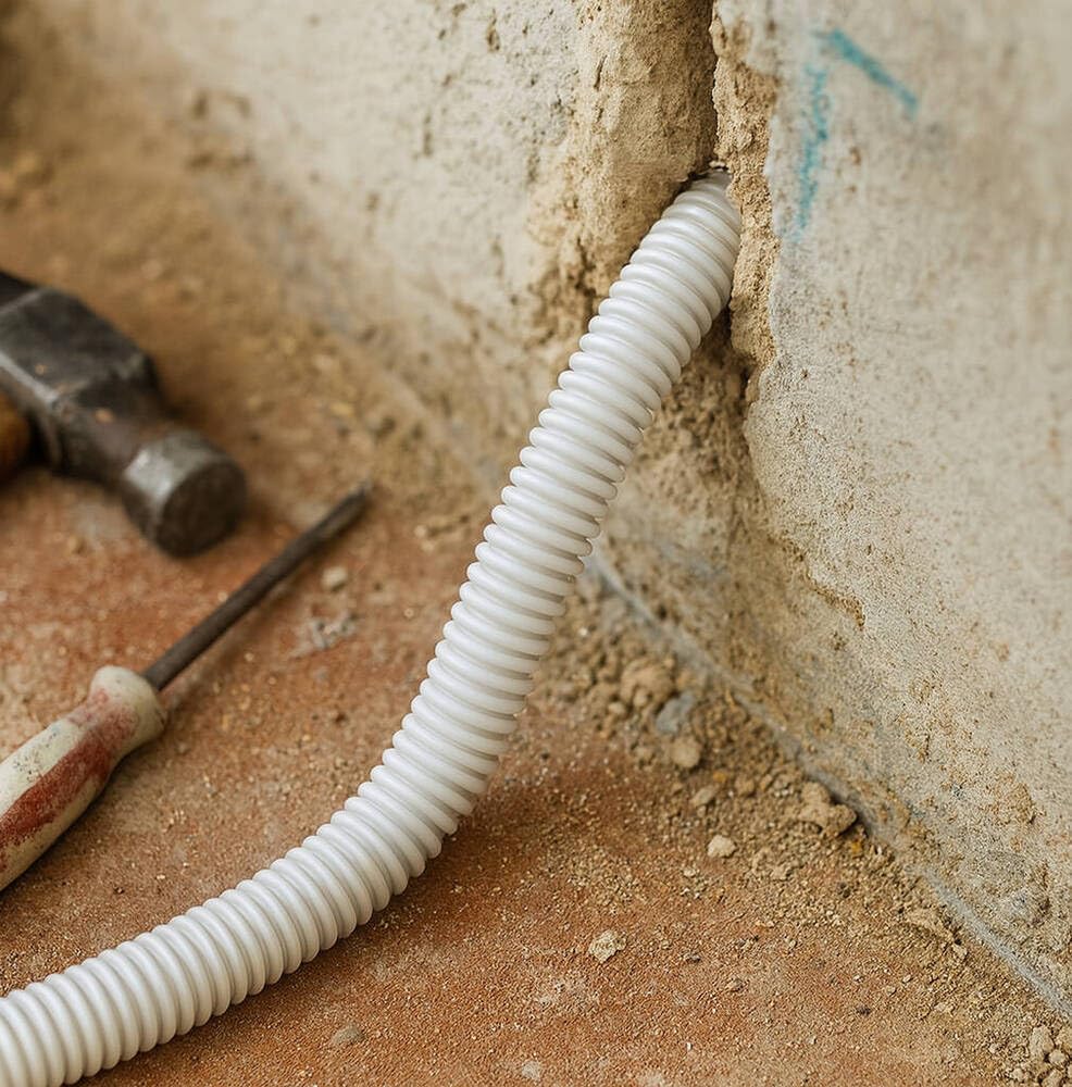 Tubo De PVC Flexible Electroflex Ø20 mm – Rollo de 25 Metros – Protección Para Cableado – Instalación Segura – Apto Para Interior y Exterior – Color Blanco