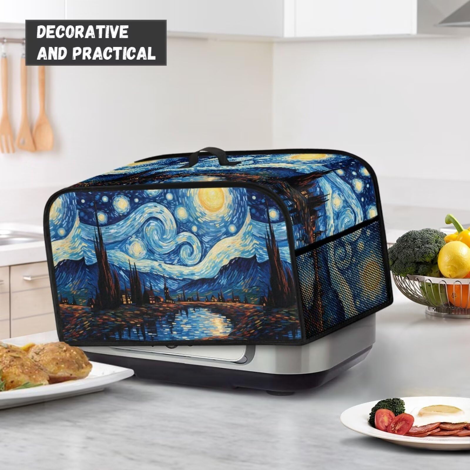 Hudotybom Starry Night Slow Cooker Cover Slow Cooker Cover with Mesh Pocket and Top Handle Small Appliance Cover Home Decor Kitchen Accessories