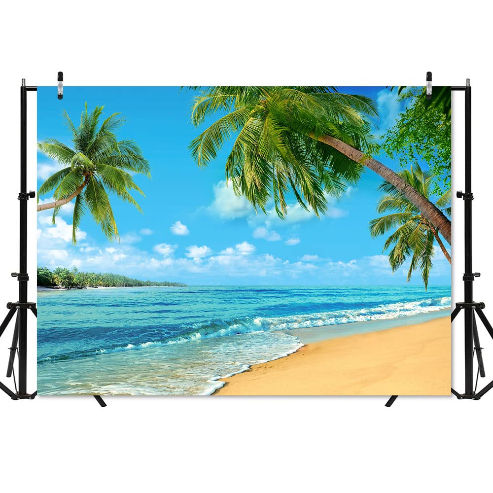 Amazon | ビーチ 夏 トロピカル 背景、海のヤシの木 写真撮影用背景