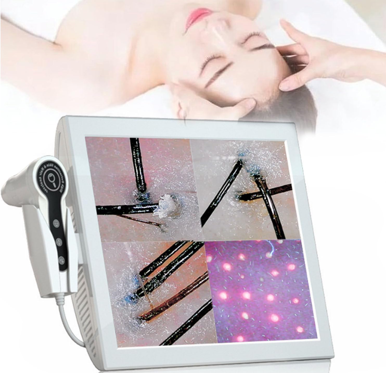 15 Inch Skin Diagnosis Hair Analyzer/Skin and Hair Analyzer Machine/Scalp Hair Follicle Detector,50/200 Times Magnification