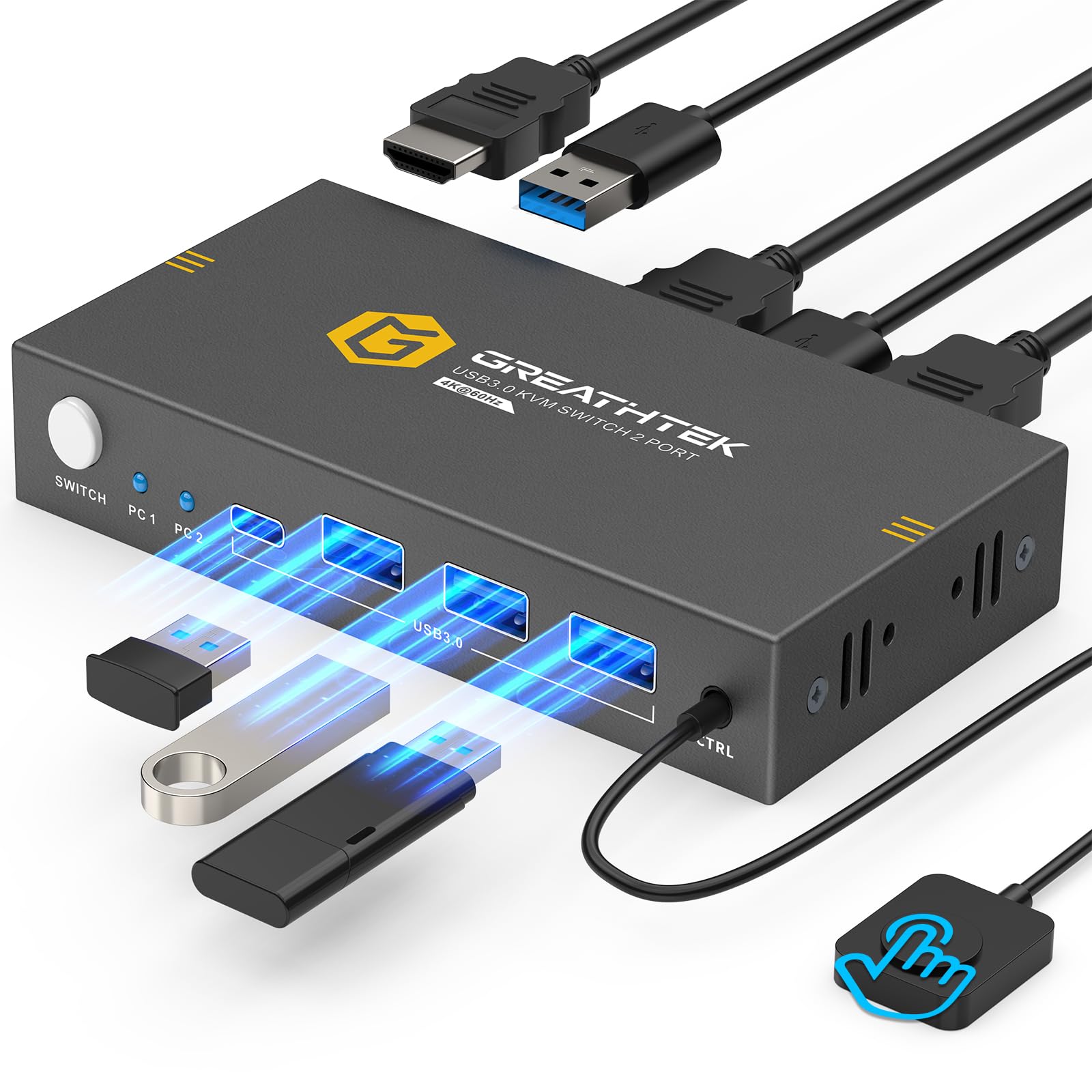 Amazon.co.jp: USB3.0 KVMスイッチ HDMI 2入力1出力 4K@60Hz対応 KVM