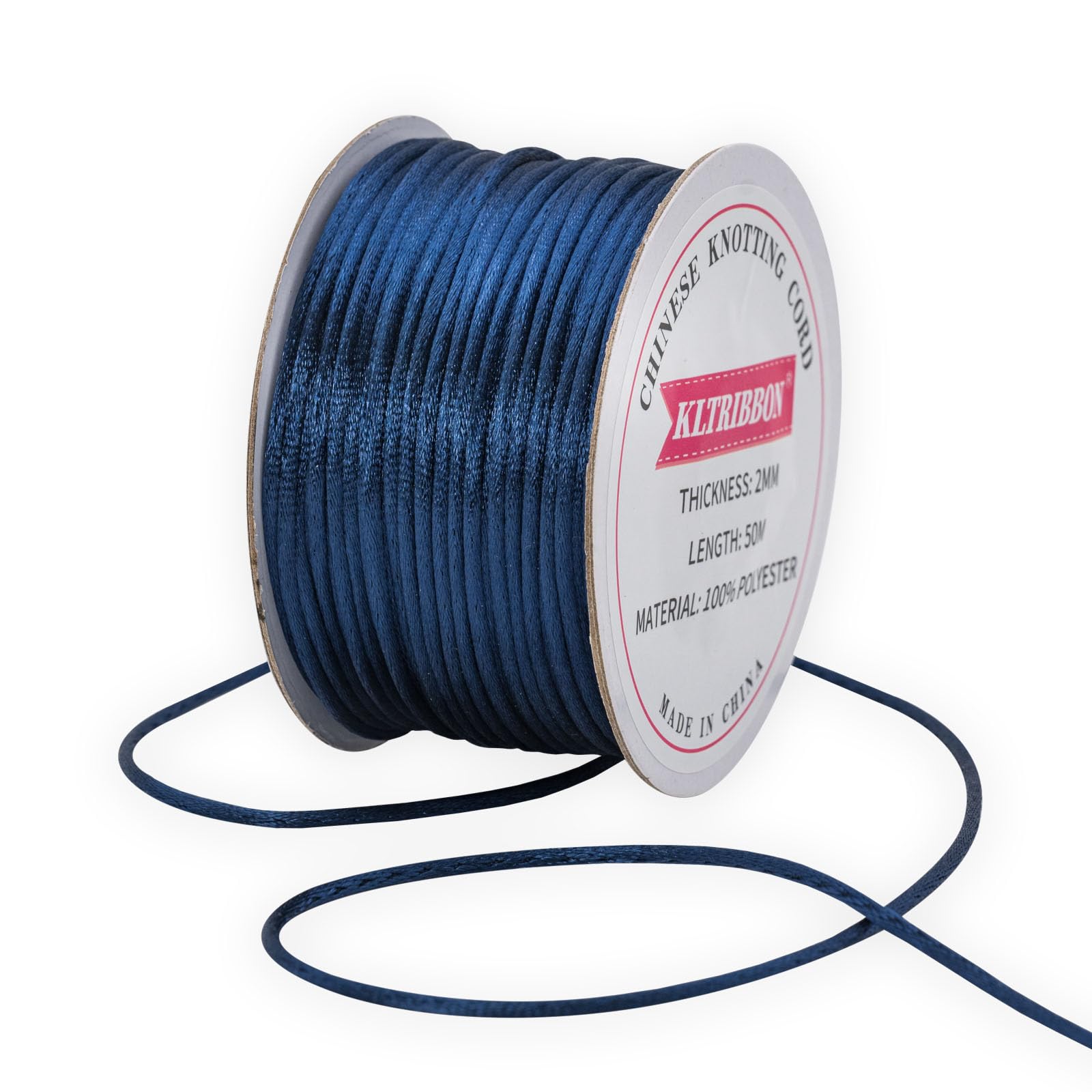 Kltribbon Navy Blue 2Mm Satin Rattail Cord For Jewelry Making Bracelet Necklaces Beading Thread Macrame Kumihimo Chinese Knot Craft 50 Meters