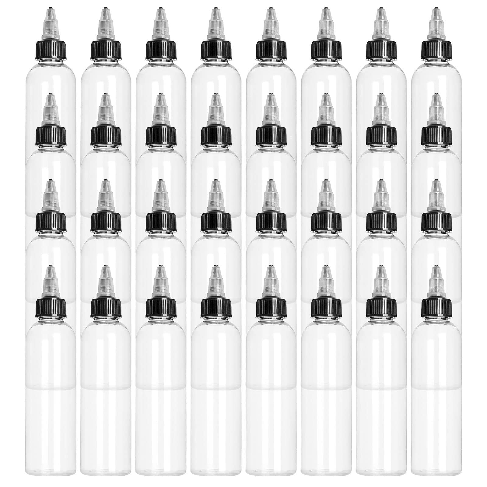 32 Pezzi 120 ml Squeeze Bottle, bottiglie di distribuzione, dispenser con tappo a vite (4 oz, trasparente)