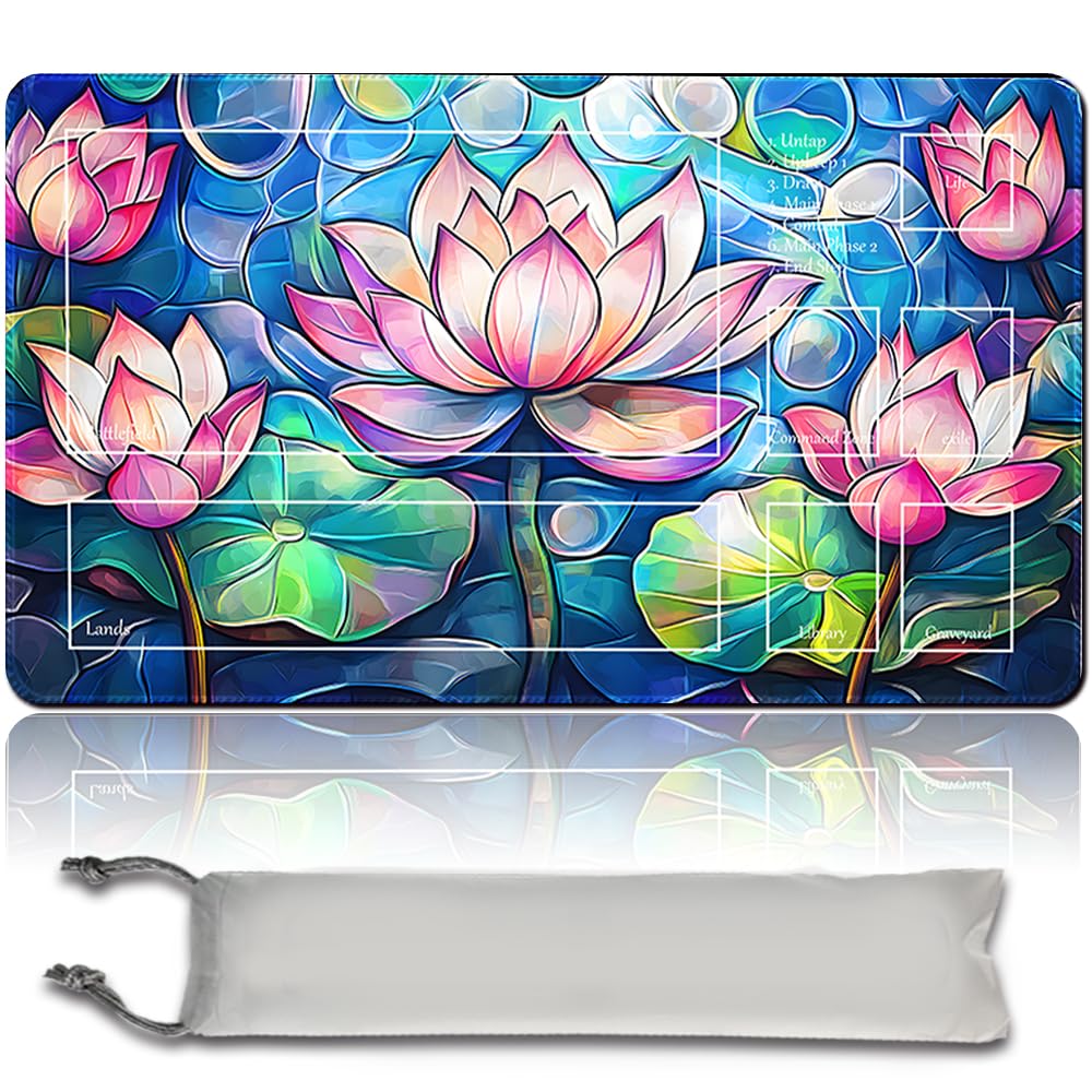 mtg game mat - 60cm x 35cm, original art, non-slip TCG game mat with rubber floor and sewn edges, Commander TCG Rollbar & Folding Card Mat (mtg49-4, With Zone)