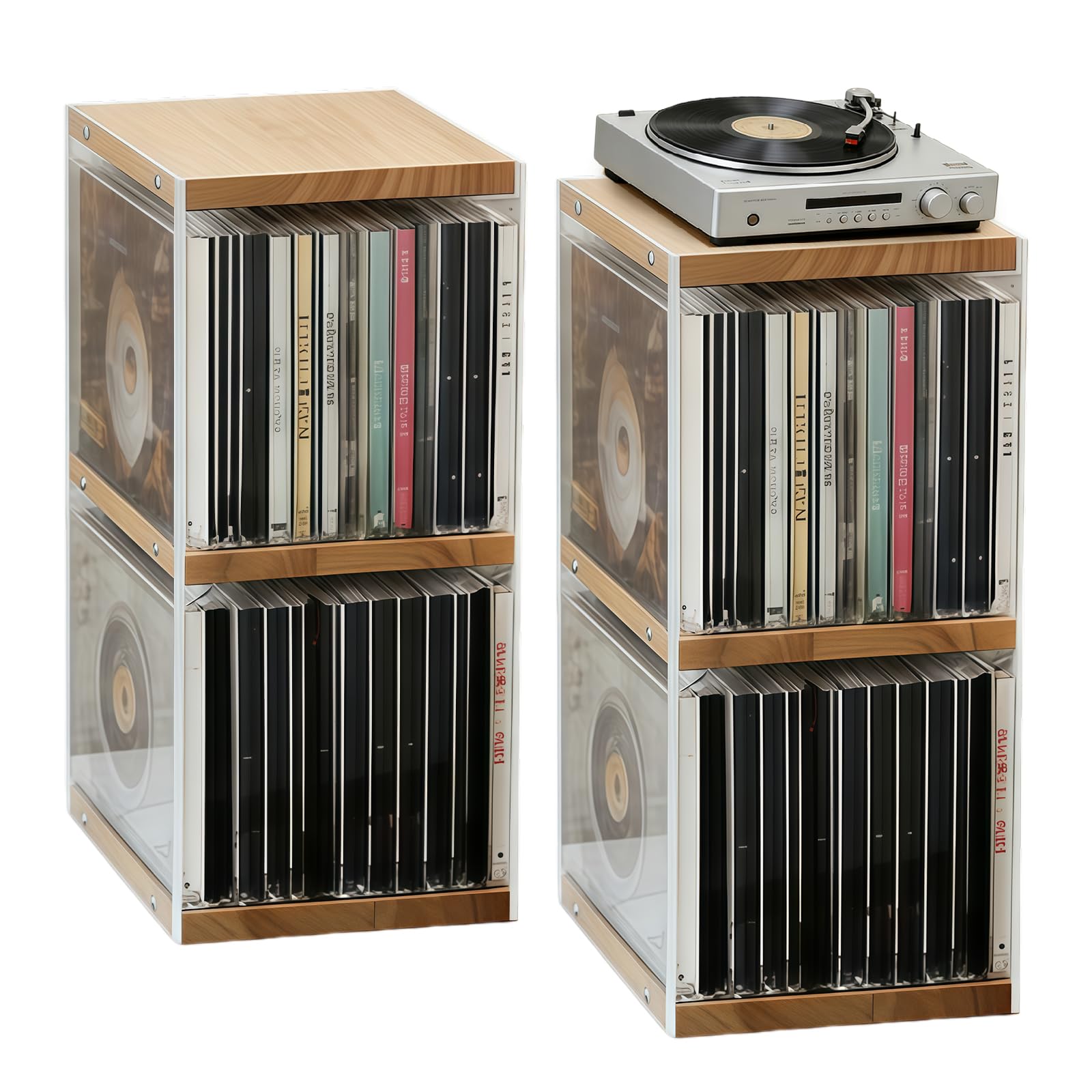 CD Holder Desk Rack Organizer, 8.2*5.9*12.4 In CD Storage Units, Natural Wood CD Storage Rack Holds 30 CD Case, 55 DVDs in Slim Cases, and 130 Discs in CD Sleeves, Organizer for CD & DVD — view 10