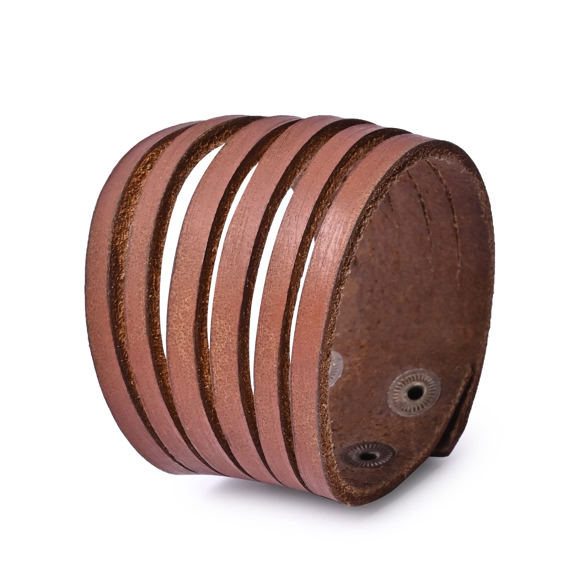 Urbanity Strand Biker Funky Handcrafted Brown Leather Wrist Band Bracelet Men (Brown) (B0981DVXQT) Amazon Price History, Amazon Price Tracker