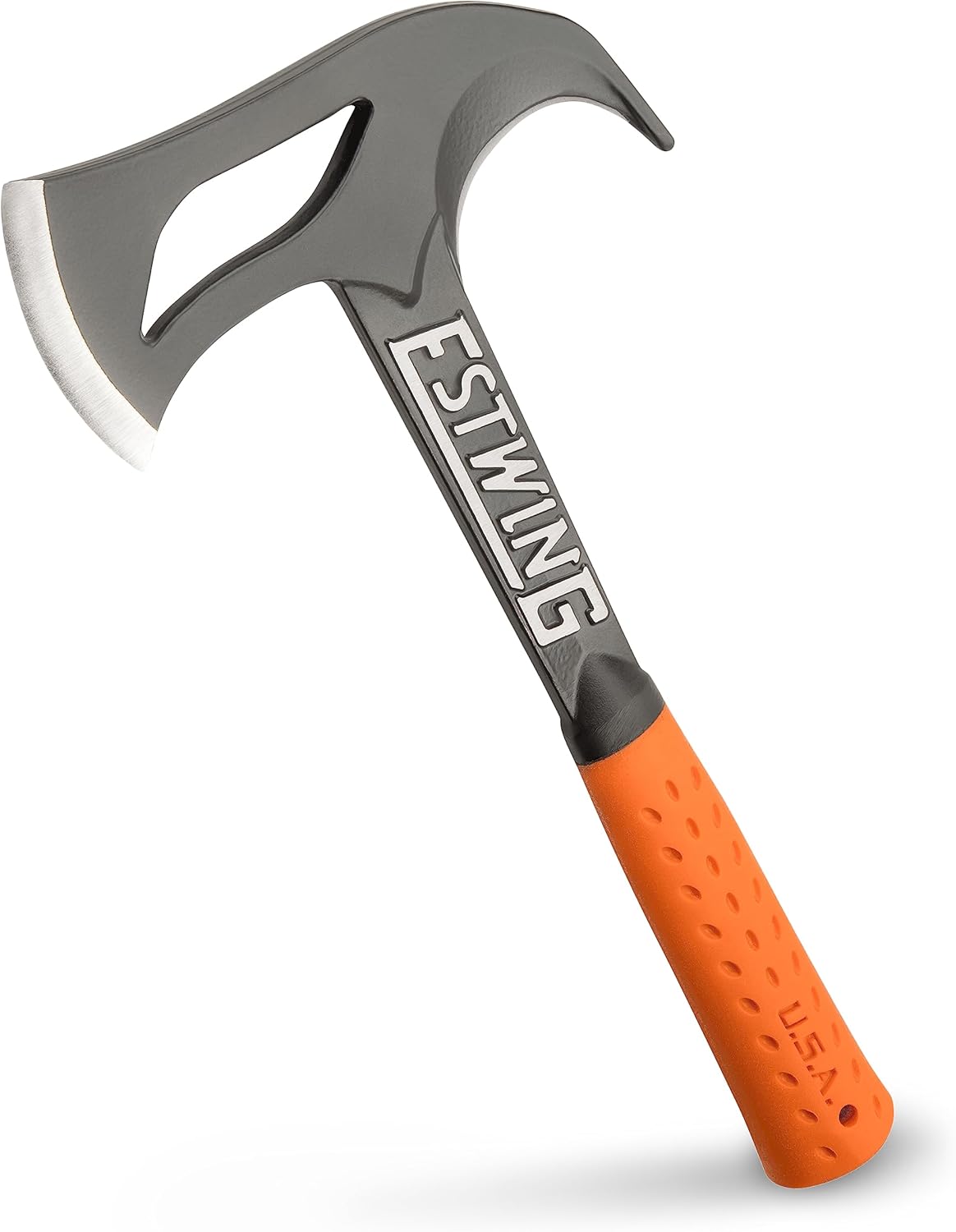 ESTWING Hunter's Axe - 14.25" USA Made Forged Steel Hatchet with Gut Hook & Shock Reduction Grip - EBHA