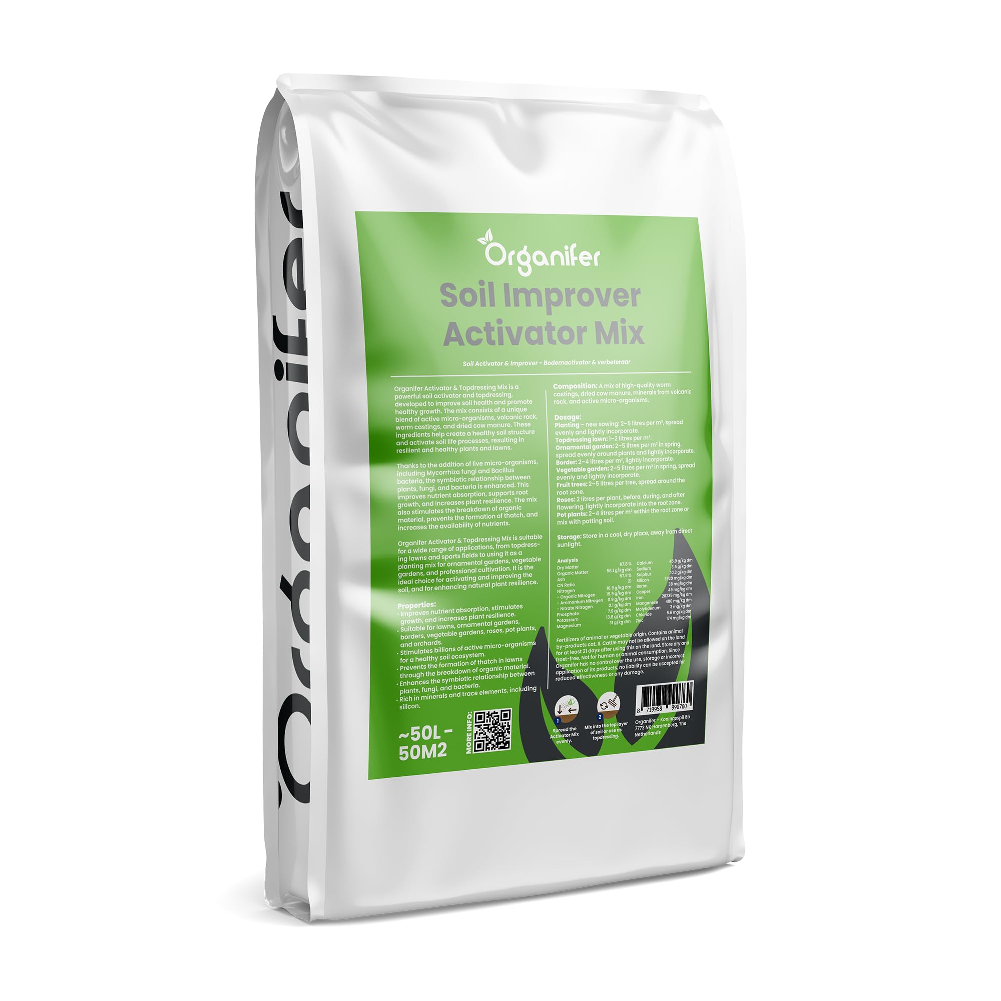 Mezcla Activadora Y Mejoradora De Suelos - Aditivo Natural Para Jardinería Con Microorganismos Eficaces (Em) - Aumenta La Fertilidad Del Suelo Y La Salud De Las Plantas - Organifer (50 L)