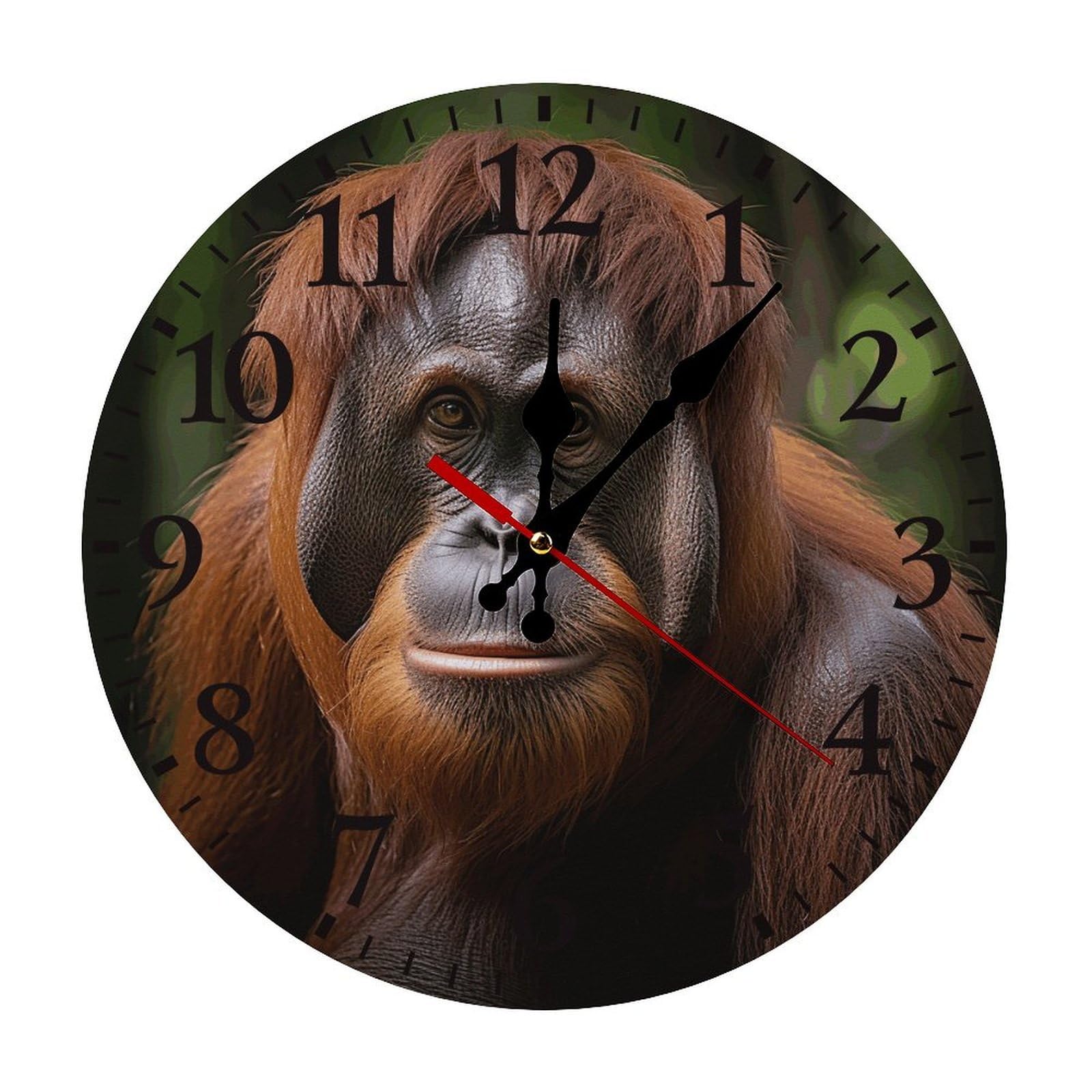 Horloge murale silencieuse Orangutan 30x30 cm à piles sans tic-tac