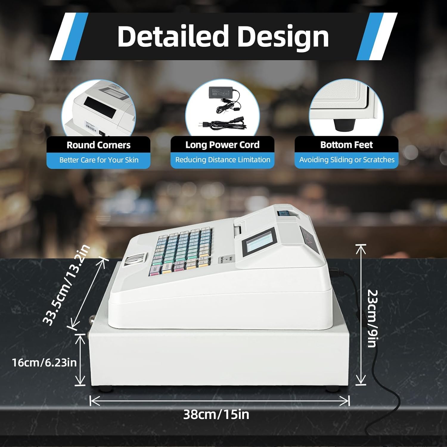 Sistema Tpv con Cajón Portamonedas, 48 ​​Teclas, Pantalla Led De 8 Dígitos, Caja Registradora Comercial E Impresora para Comercios Y Restaurantes: Gestión Electrónica De Efectivo Eficiente.