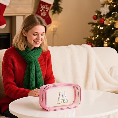 Miniatura 2 de YOOLIFE - Bolso transparente con iniciales para artículos de aseo personal para mujer, bolso de maquillaje y cosméticos impermeable, regalos de San