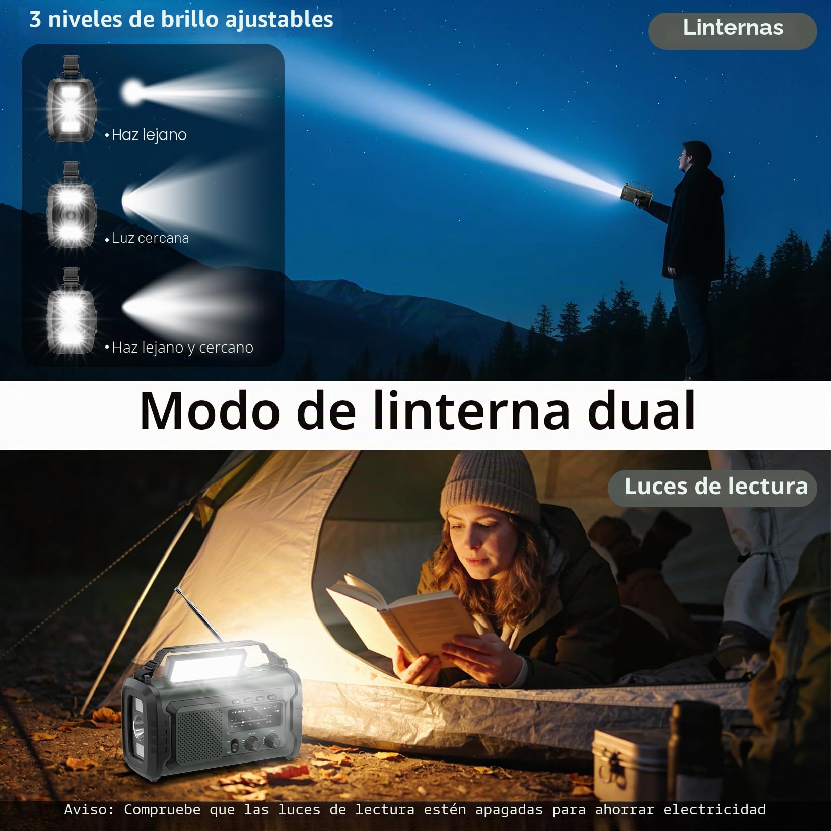 27000mAh Radio Emergencia, FM/Am Radios Solar y Recargable con Bluetooth 5.3/Alarma SOS/Brújula/Linterna, Radio De Dinamo para La Preparación Al Aire Libre para Desastres Naturales