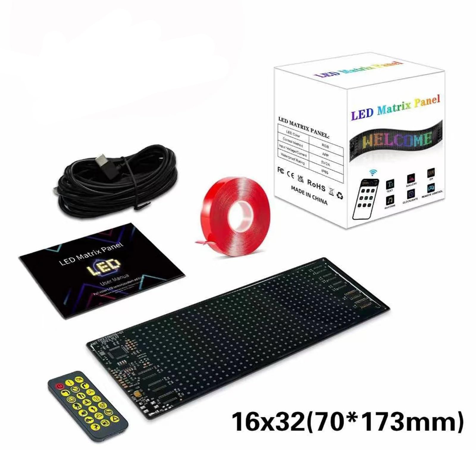 Euakee Segno Principale per L'automobile, Segno Programmabile di Scorrimento Leggero Degli Occhi del Diavolo di DIY per L'automobile, APP Fessibile del Segno del LED & Telecomando, 2,76x6,81 pollici