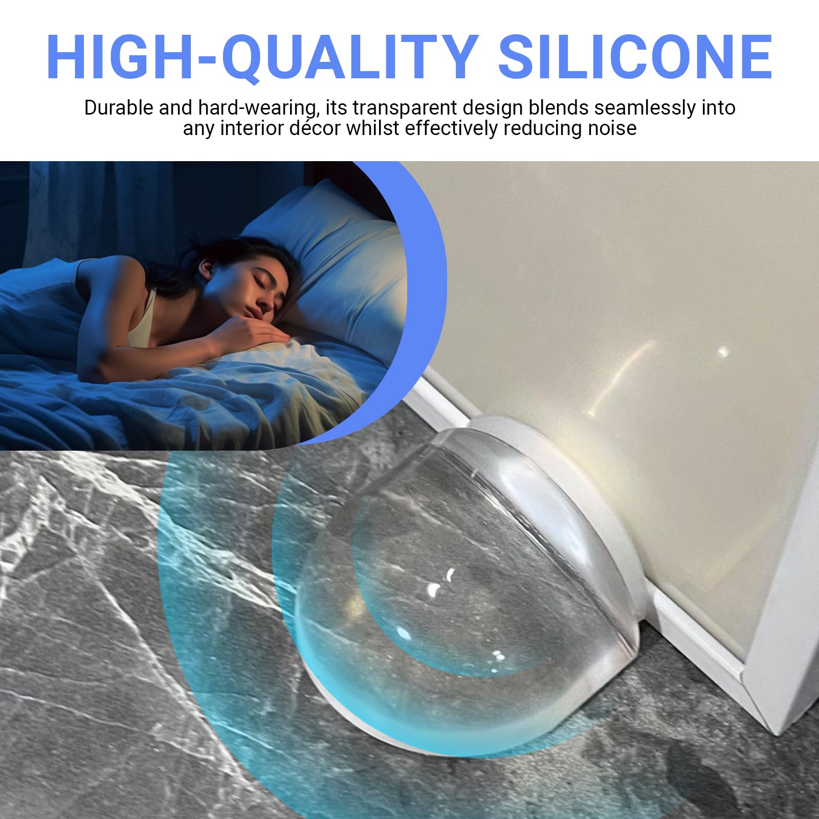 4 Pezzi Fermaporta da Pavimento Adesivo, Fermaporta Trasparente per Porta, Parete e Mobili, Paracolpi in Silicone senza Forare per Piastrelle, Laminato, Parquet, Vinile e Pavimenti Lisci, Casa