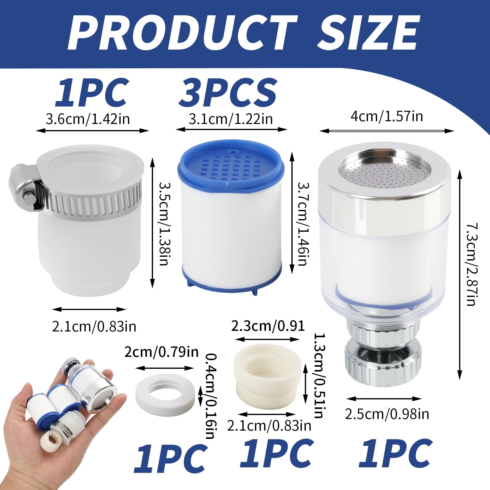 Filtro de Agua para Grifo con Adaptador Universal, Incluye 2 Cartuchos Reemplazables, Filtración de Agua de Carbono Rotatoria 360° para Eliminar Metales Pesados, Cloro, Protege la Salud Familiar