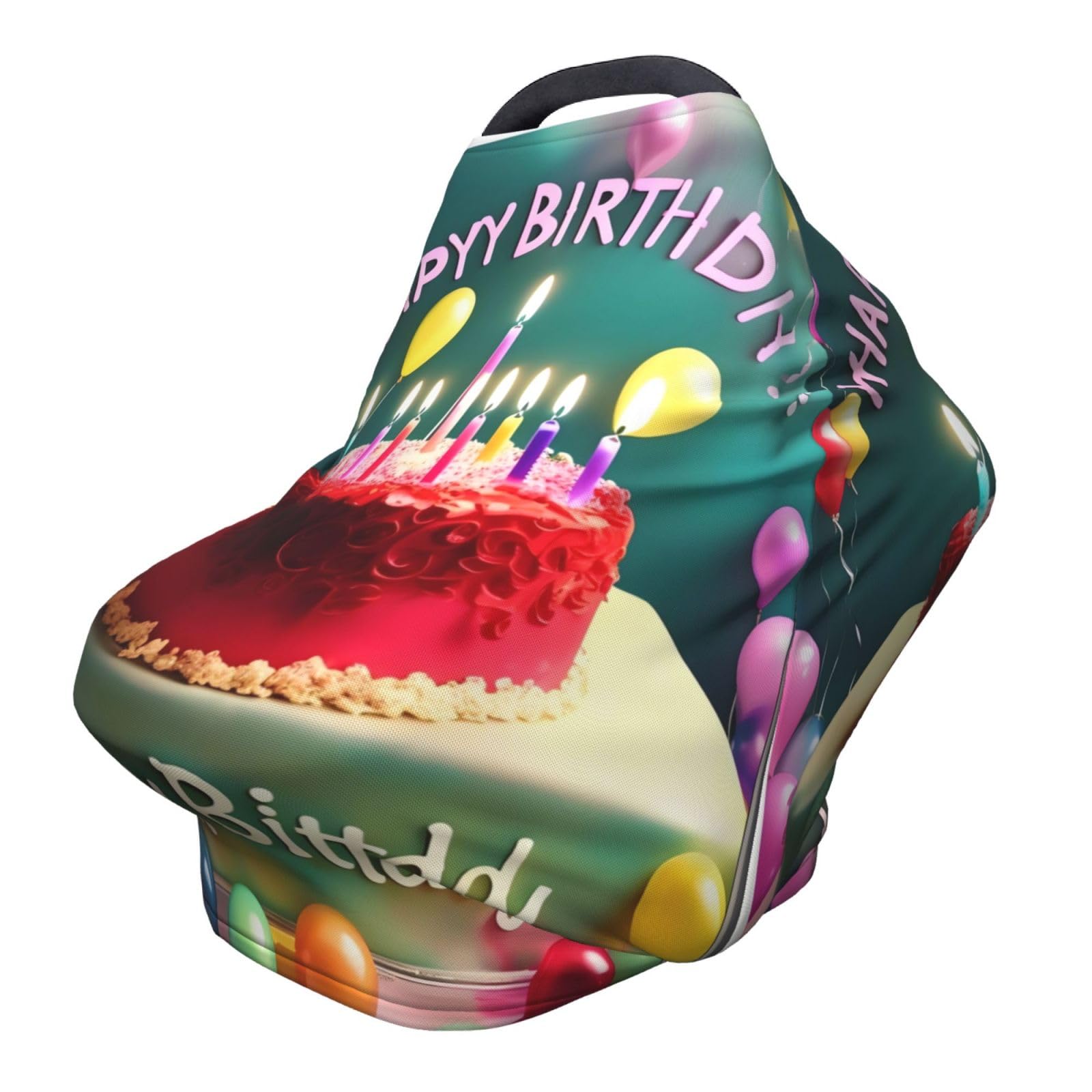 XZDHYZ Happy Birthday Beautiful Versatile full-print Stroller Chair Cover/Nursing Cover, specially designed for your baby, Black