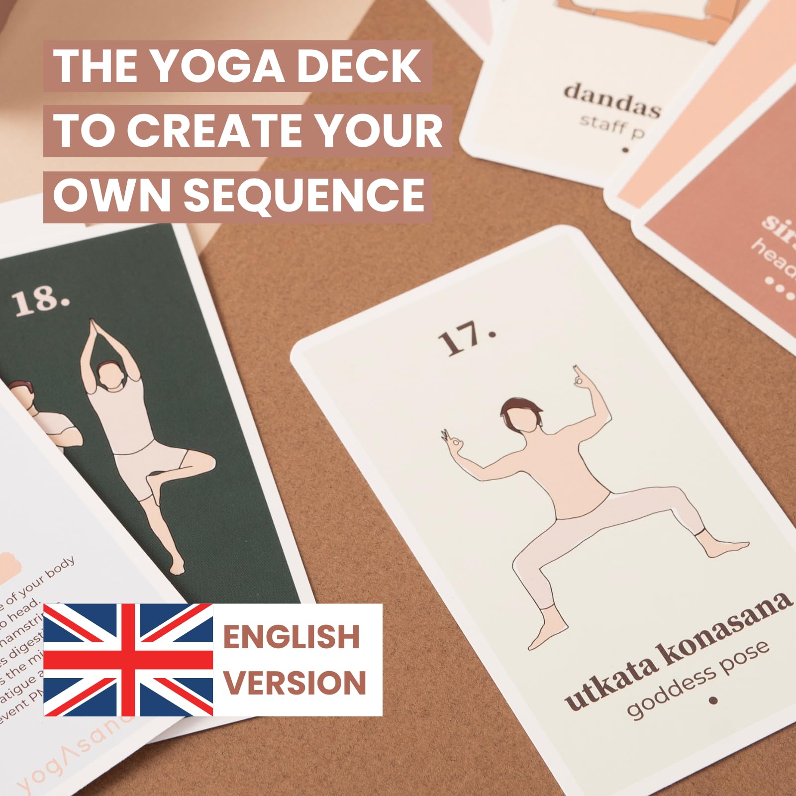 yogAsana Yoga Cards Hatha Vinyasa, 80 Cards in English, Yoga poses cards for All Levels - Image 4