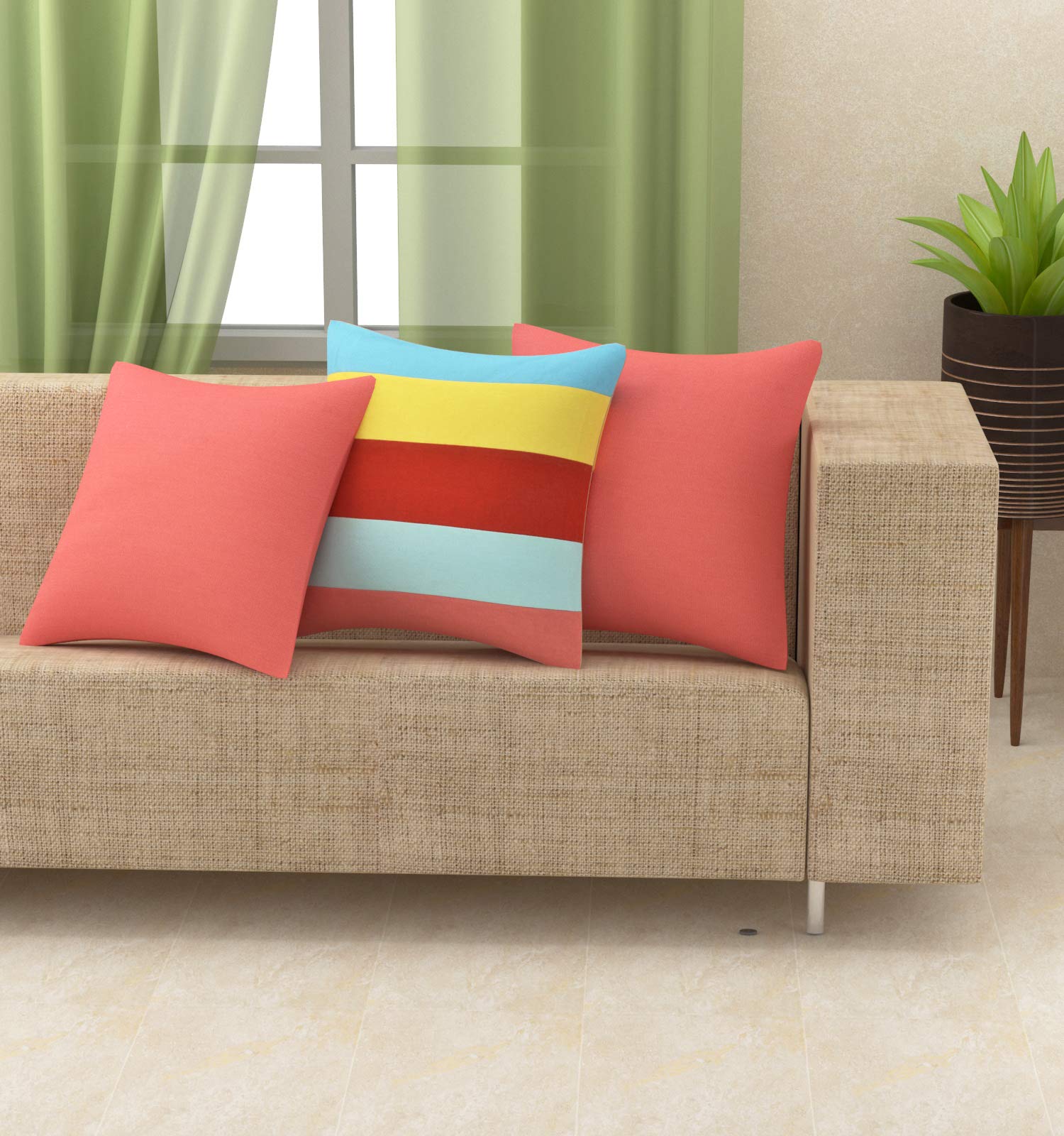 Yellow Weaves Cotton Canvas Decorative Cushion Covers (16 X 16 Inches), Set of 3 - Multi Colour (B07R5XFY7Z) Amazon Price History, Amazon Price Tracker
