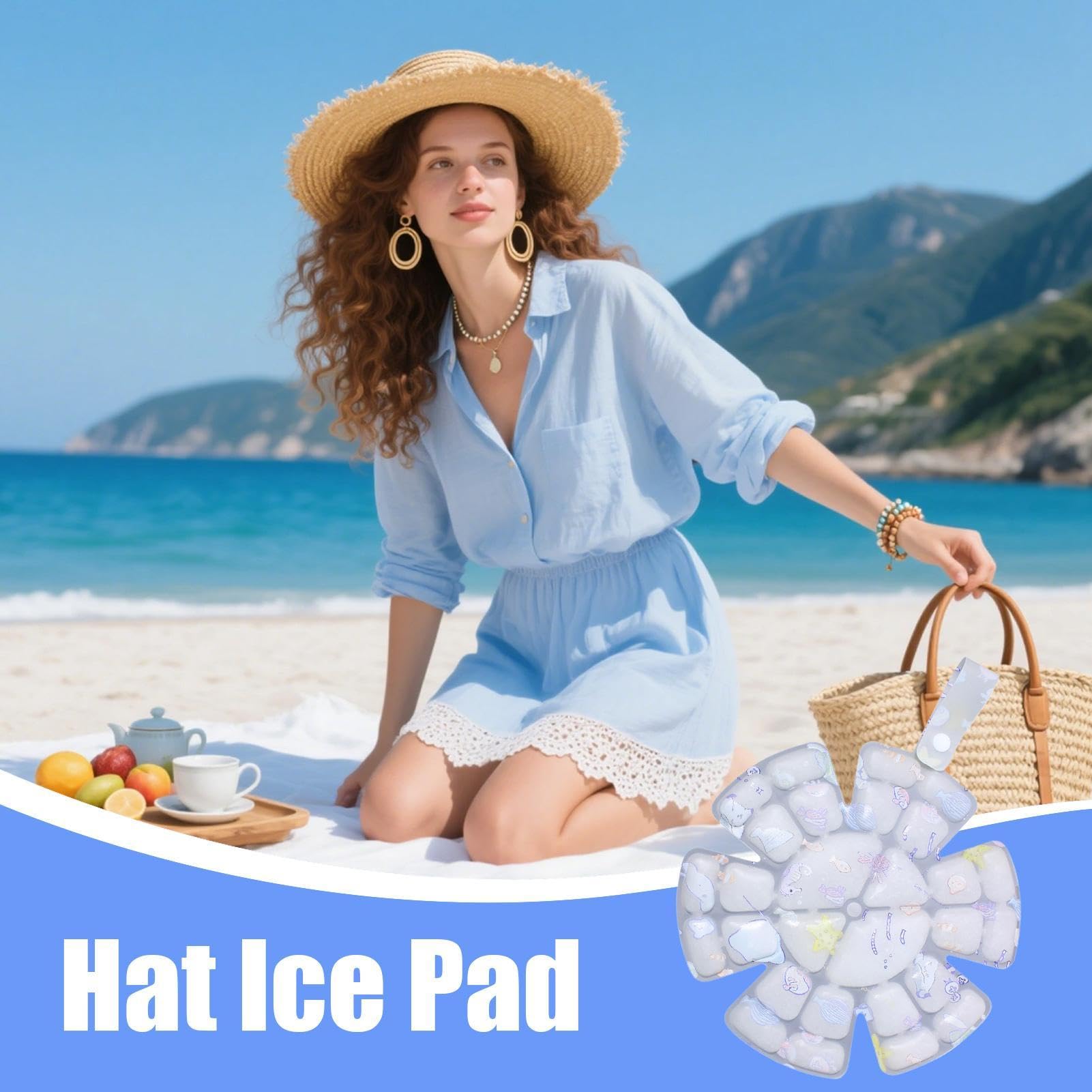 Impacco Ghiaccio Sotto Cappello - Cuscinetto Freddo Cappello Sole | Fodera Rinfrescante Casco,Per Donne Uomini Motociclisti Ciclisti Agricoltori Pescatori Trekking