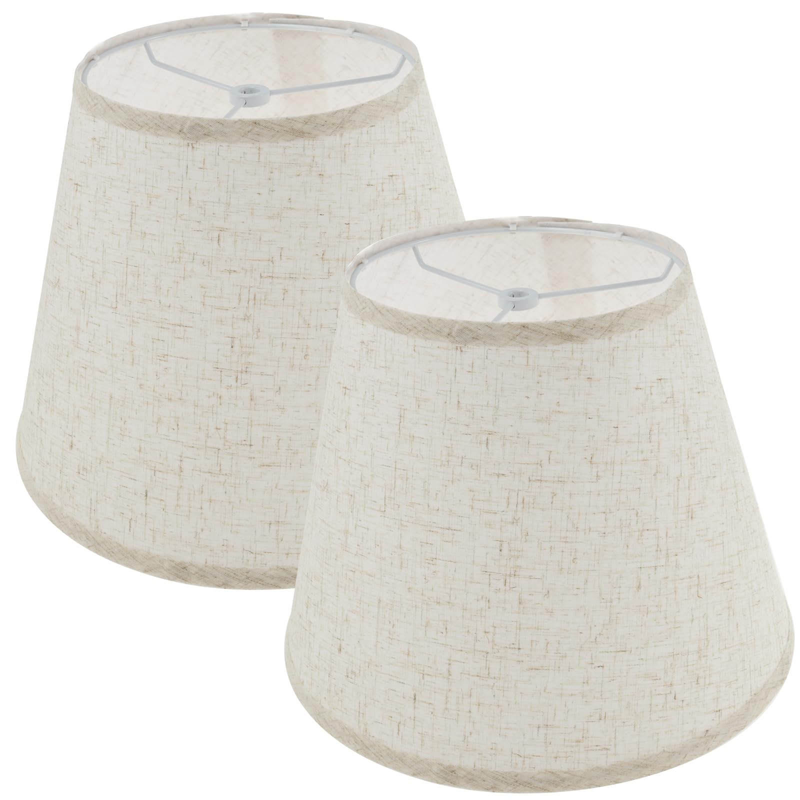 2Pcs Lamp Shade,with Spider Fitter for Table Lamp Floor Light Detachable Natural Linen Fabric Lampshade Elegant Barrel Shape Lampshade for Living Room Bedroom(Style 1)
