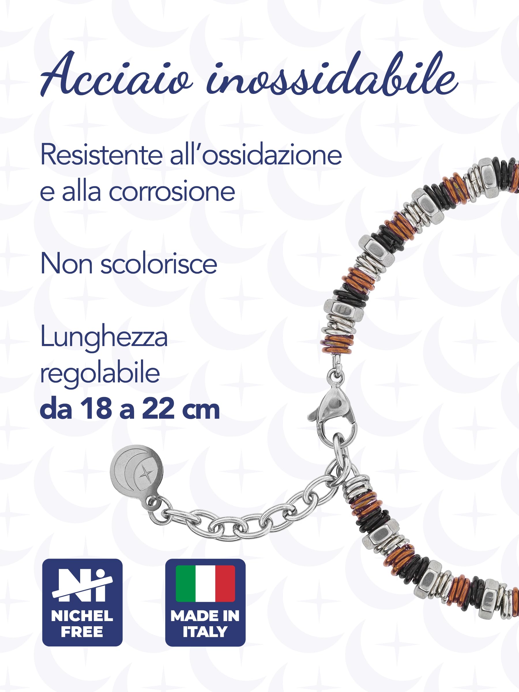 inSCINTILLE Bracciale Uomo Acciaio Rondelle e Bulloni, Regolabile 18-22 cm, Confezione Regalo Inclusa, Braccialetto Acciaio Inox, Bracciali Uomo