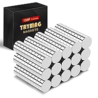 Vista 1 de TRYMAG Imanes pequeños de neodimio de 6x2mm, 150 piezas de imanes pequeños de tierras raras para pizarra, discos pequeños redondos para nevera