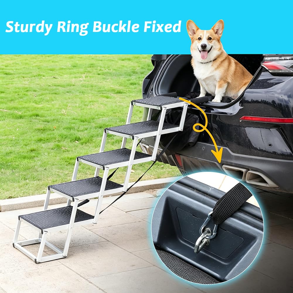 Rampa para Perros Coche para Hyundai Click Getz TB/Creta Cantus ix25, Escalera Plegable para Perros con Marco de Aluminio Antideslizante para SUV Camión