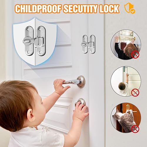 Miniatura 4 de Cerradura de puerta de granero  Pequeño 90180 grados abatible de puerta corredera de barra resistente, cerradura deslizante de seguridad para baño,