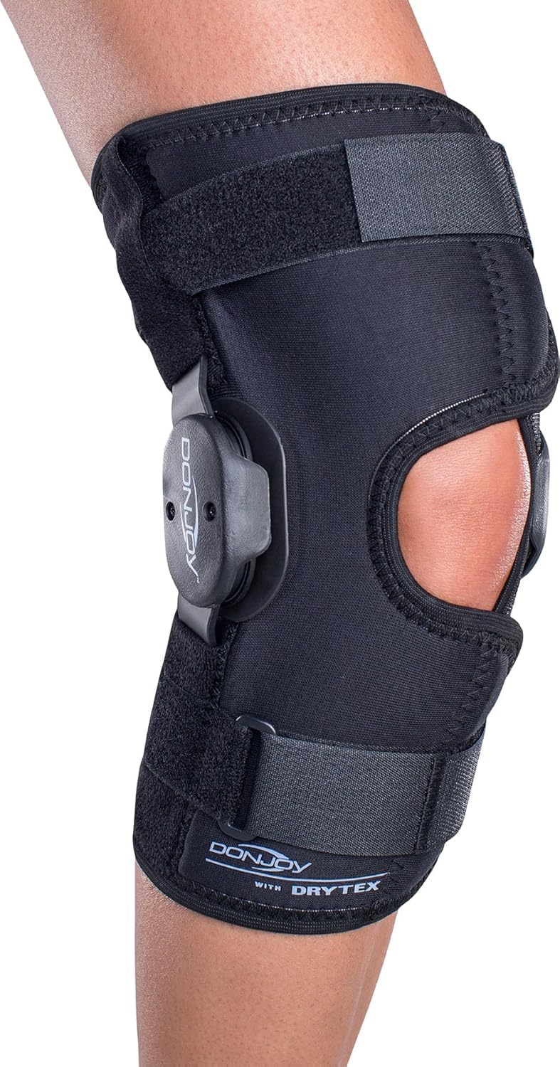DonJoy Deluxe Hinged Knee Brace, Drytex Sleeve, Open Popliteal, Large