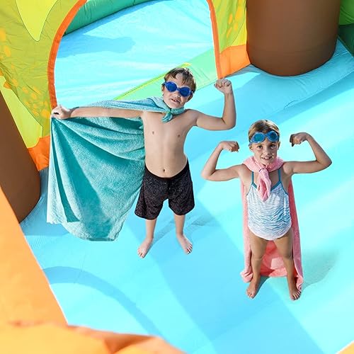 Miniatura 8 de HONEY JOY Casa inflable de rebote de tobogán acuático casa hinchable 6 en 1 para niños con piscina bola oceánica cañón de agua pared de escalada