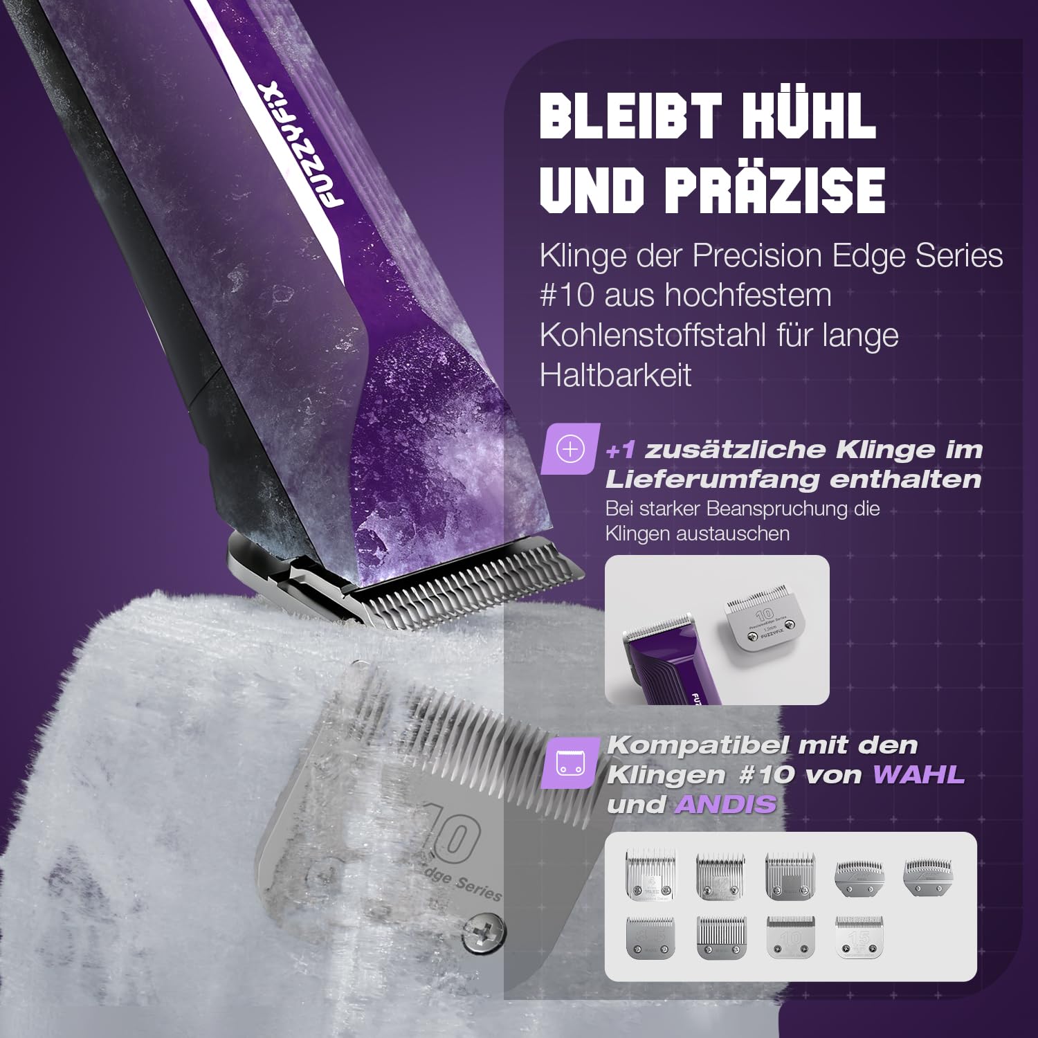 Hundeschermaschine Profi mit Kabel und Metall-Aufsteckkämme,3m Kabel,Läuft kühl und leise, mit Rutschfestes, Bruchsicheres Gehäuse für Dickes, Langes und Lockiges Tierhaare Fell