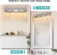 Vista 5 de 4-Light Bathroom Light Fixtures Modern Chrome Vanity Lights for Bathroom Lighting Fixtures Over Mirror with Clear Glass Shade for Cabinet Mirror