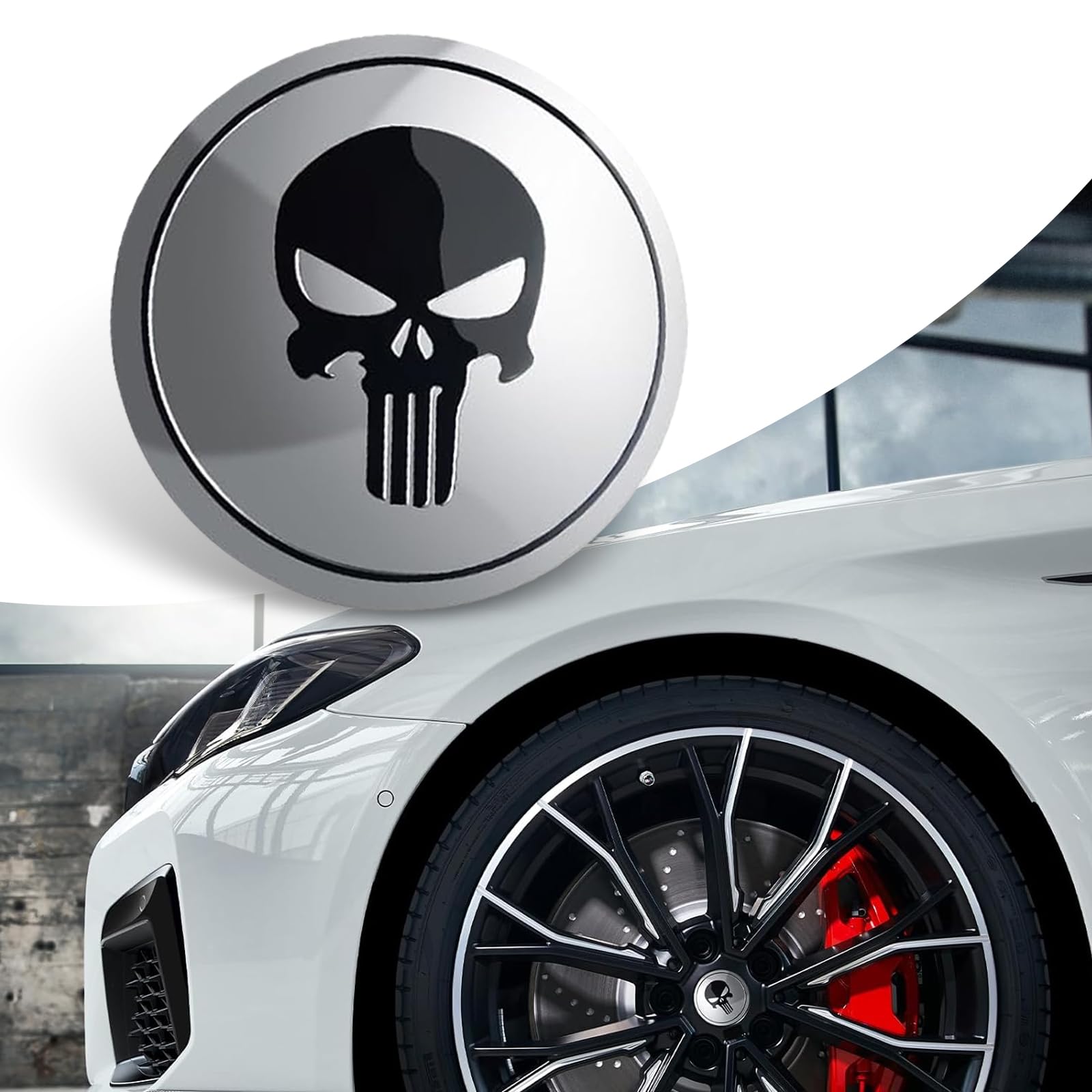 4 Stück personalisierte dekorative Autoaufkleber, Radnabenabdeckungs-Aufkleber, Metall-Fahrzeug-Aufkleber, Zubehör, universell für die meisten Autos (Silber)