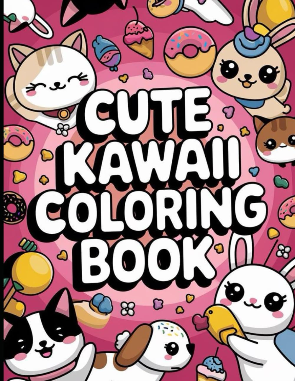 Kawaii Cute Coloring Book: Adorable Kawaii Foods, Animals & Characters for Kids & Adults