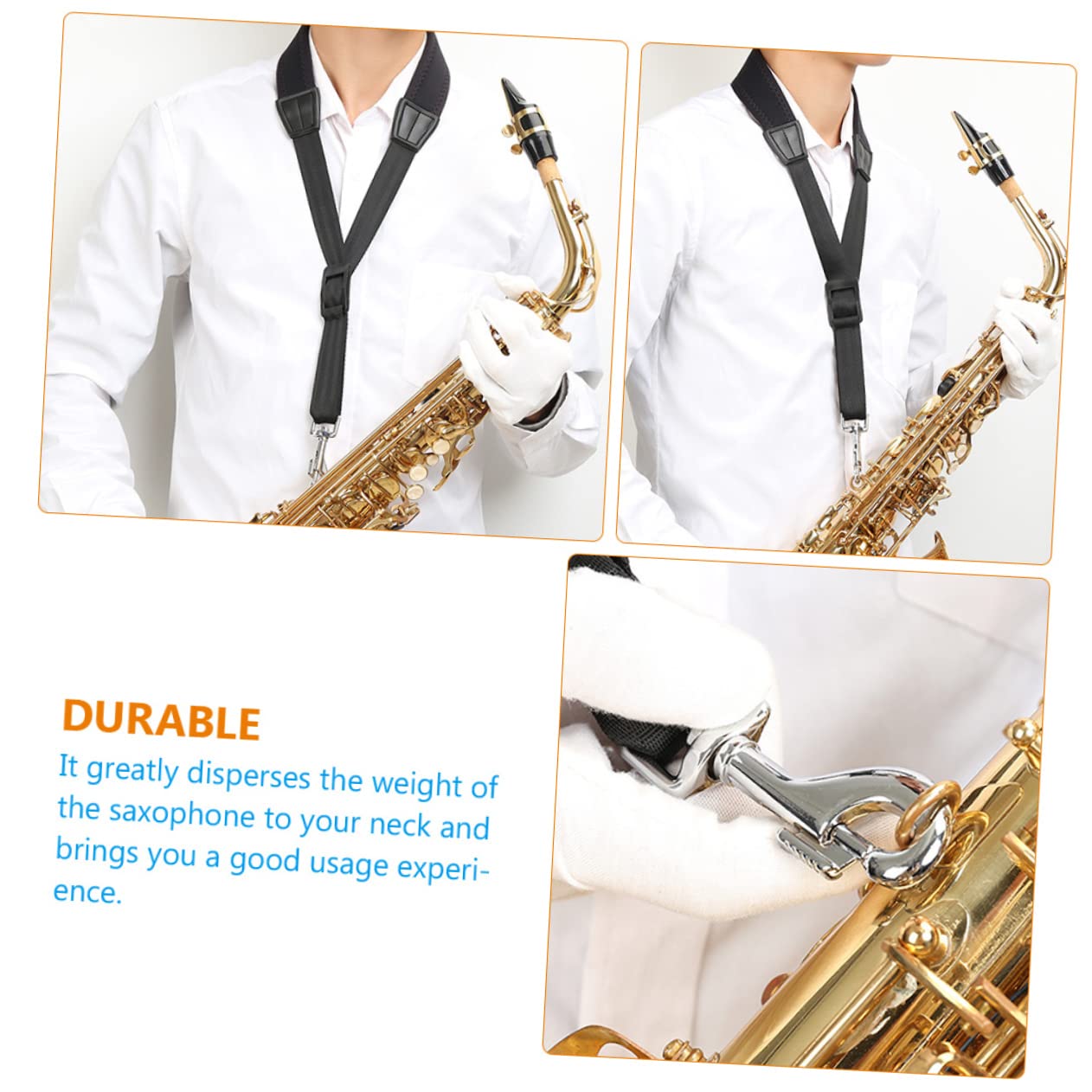 Abaodam 3pezzi Regolabile Per Saxofono Tracolla Comfort Per Tenore e Soprano Gancio Per Musicisti