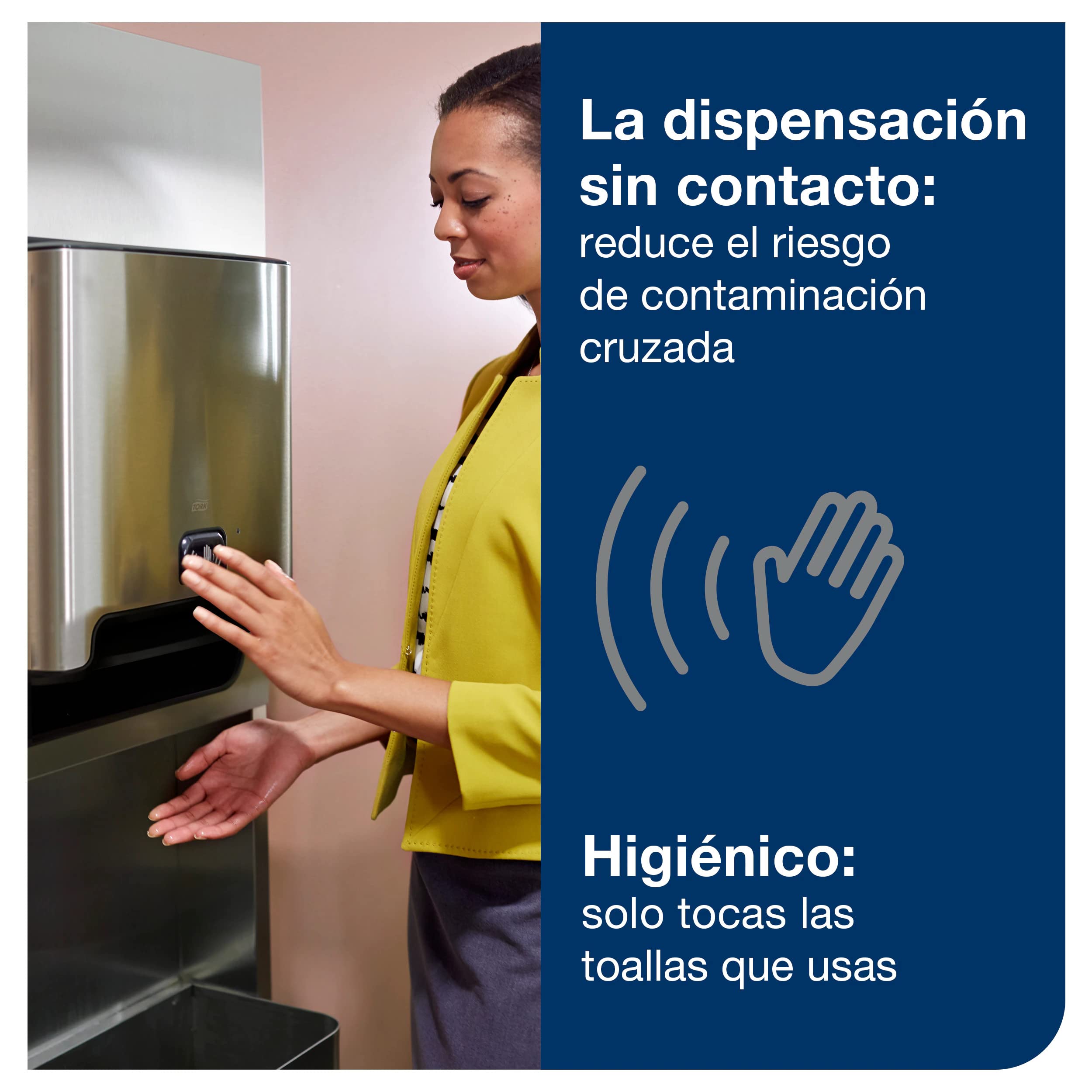 Tork Matic 460001 - Dispensador de rollos de toallas de mano con sensor de intuición, dispensación única, color acero