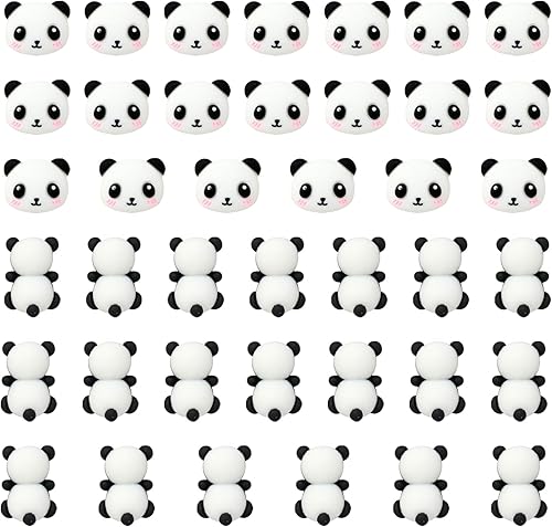 Honbay 40 dijes de resina con parte trasera plana de panda, cabujones de resina para accesorios para el cabello, funda de teléfono, decoración de