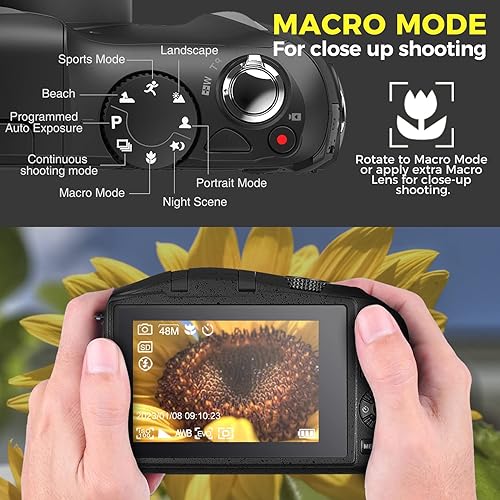 Miniatura 3 de Cámara digital 4K 48MP Vlogging Cámara para vloggers de YouTube Cámaras compactas para fotografía Regalos para principiantes adolescentes con