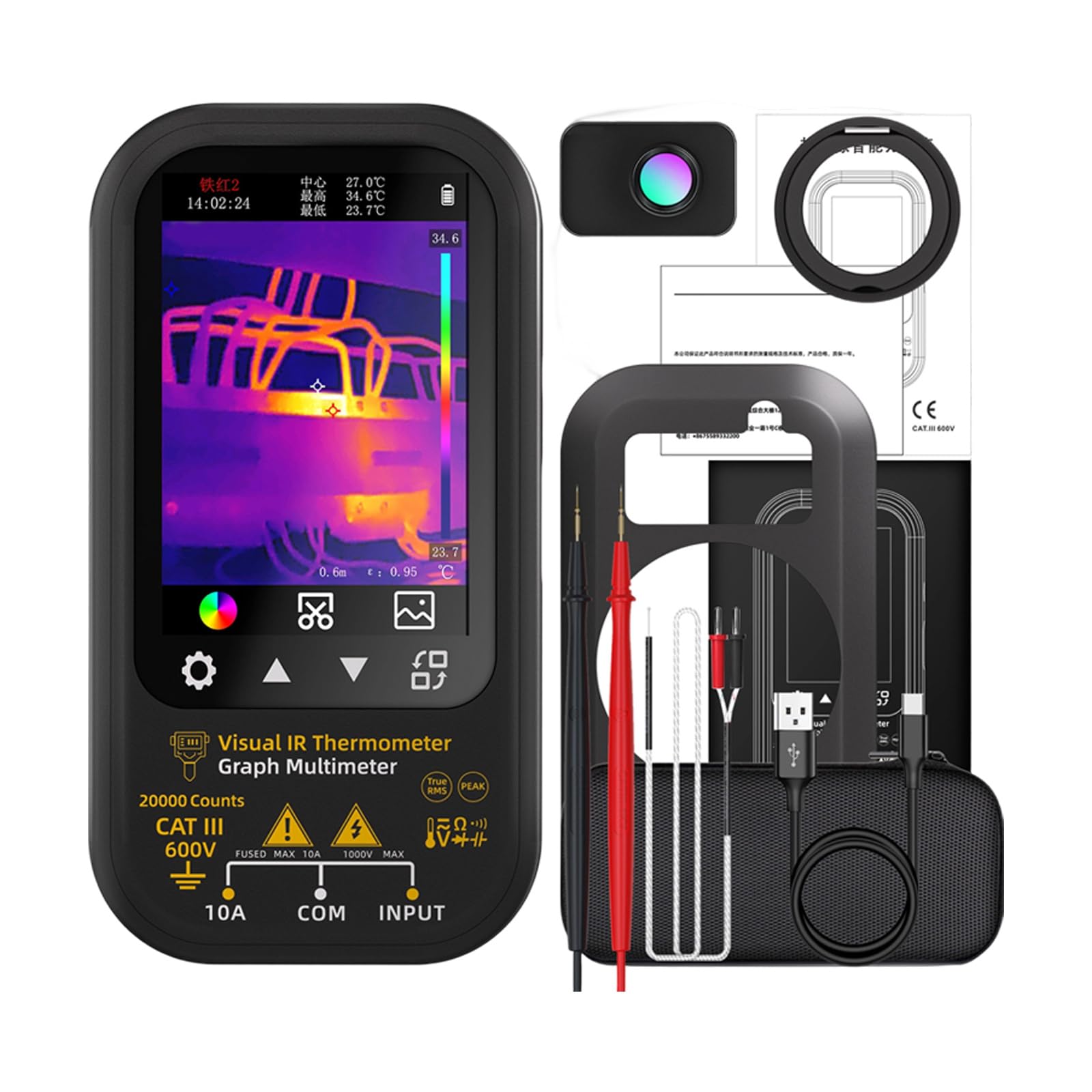 Imaging Multimeter Thermal Device with Live Heat Distribution Analysis for Building Diagnostics Thermal Camera High Resolution
