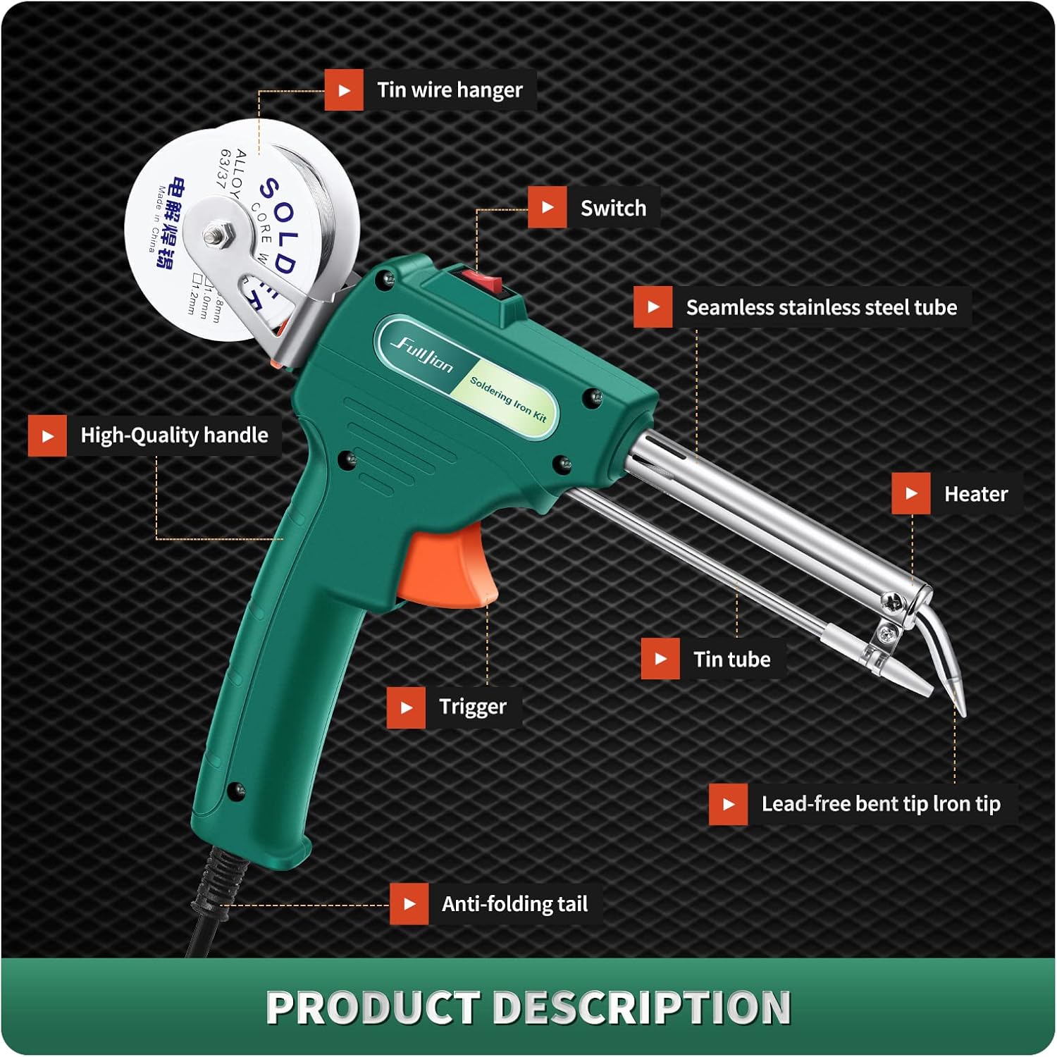 Diagram of Fulljion Automatic Soldering Gun components